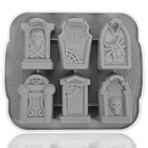 Molde para cubitos de hielo Halloween con tapa de silicona gris miniatura 1
