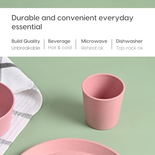 Image of Eha Earth-Friendly Unbreakable Drinking Glass Set of 4 for Water and Juice | 180 ml Each | Tumblers for Kids Made with Rice Husk Biocomposite| Microwave Safe | for Hot & Cold | Multicolor