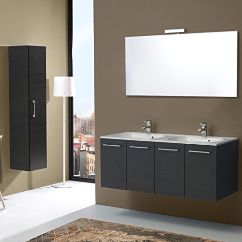 MUEBLE DE BAÑO BOSTON 120 CM CUATRO PUERTAS DOBLE LAVABO ACABADO TANNER
