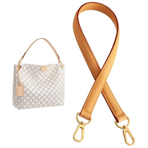 jiesinlov Genuine Vachetta Leather Replacement Straps Purse Shoulder short Strap conversion kit for Graceful tote soft speedy Alma And Dauphine Bags Brown (W0.7in L25.6in-Beeswax)
