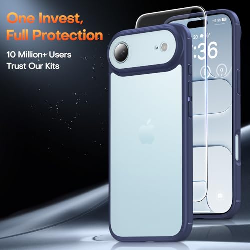 Image of TAURI for iPhone Air Case, with Screen Protector, Matte Blue
