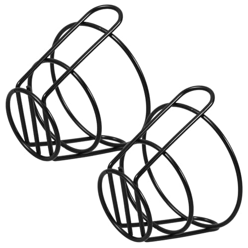 GRIRIW 2pcs Chicken and French Fries Stand For Kitchen Individua Cones Stand Holder Chip and Dip Basket French Fries Basket Fast Food Bowl Waffle Cone Display Stand Tray Snack Iron Black