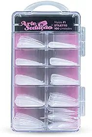 Molde F1 Stiletto Unhas de Gel, Arte Sedução, 100 Unidades