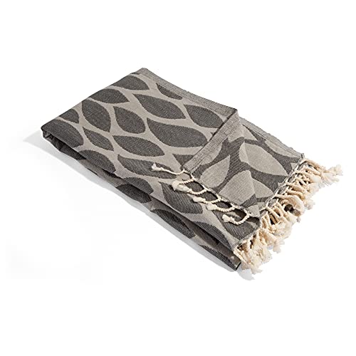 InfuseZen Luxury Peshtemal - Prewashed for Soft Feel - 100% Cotton - Quick Dry Turkish Bath Towel â€“ Thin Lightweight Turkish Beach Towel â€“ Absorbent Hammam Turkish Towel â€“ Large 66â€ x 36â€ (Grey)