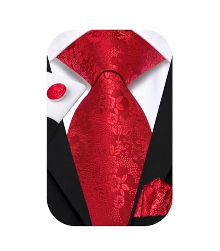 Image of Dubulle Silk Ties Set for Men Formal Paisley Striped Necktie Pocket Square Cufflinks 3PCS Sets Wedding Business Party