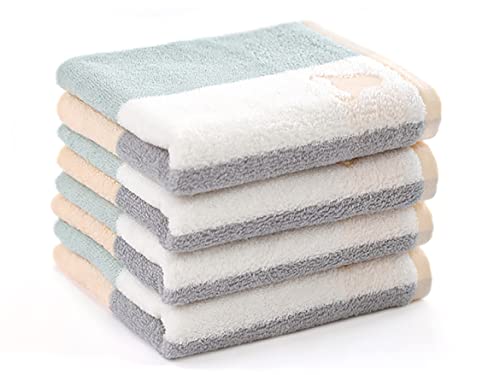 Kissvian 3 Pack Pure Cotton Bathroom Hand Towel Set, Colorful Striped Catle Pattern Fingertip Towels, Soft And Absorbent Face Washcloths For Bath, Hand, Face, Gym And Spa, Size 13.4" X 29.1" #TOP4