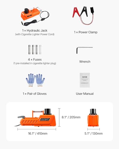 Image of VEVOR Electric Car Jack, 15 Ton Hydraulic Jack Lift, Hydraulic Lifting Range 7.9-20.5 inch Portable Jack kit for Sedan, SUV, Truck