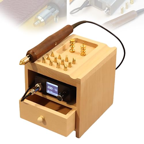 Thermal Processing,Digital Craft Tool-Skiving Machine,Electric Leather Edge Creaser with 14 Tips for Grooving in Production of Handmade Hide Goods Quality Output(Single)