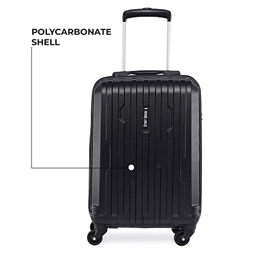 Image of Stony Brook By Nasher Miles Storm 55 Cm Cabin Polycarbonate Hard Sided 8 Spinner Wheels Luggage /Trolley Bag /Suitcase (Black) 360 Degree