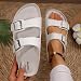 Imagen de Mesing Sandalias Mules Mujer Hombre Verano Plana Hebilla Punta Abierta Sandalias de Pala Cómodo Piel de Ante Pantuflas de Corcho XZ490-White1-EU39