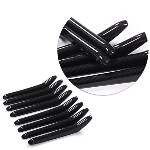 Image of 8pcs Car Styling ABS Plastic Exterior Front Grill Decoration Strips Cover Trims For Maserati Levante 2016 2017 2018 Auto Accessories (Carbon Fiber)