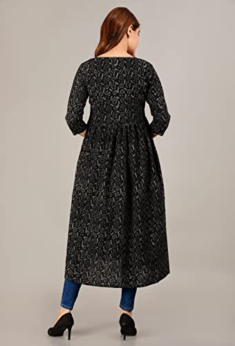 Image of COTLAND Fashions Jaipuri Cotton Abstract Printed Black Shrug /Jacket /Cape for Women (Black & White)