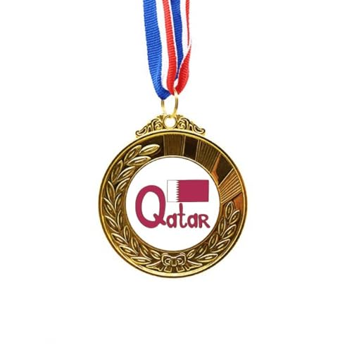 Bandera de Qatar morada y oro para premiación de primer lugar