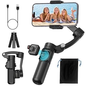 Gimbal Stabilizer for iPhone Phone Stabilizer with Detachable Remote Control, 3-Axis Phone Gimbal for Android & iPhone 16 15 Pro Max, Portable Foldable Ideal for Travel Vlogging