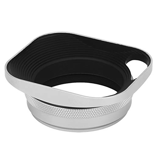 Haoge LH-ES3 Square Metal Lens Hood Hollow Out Designed with 49mm Adapter Ring for Fujifilm Fuji FinePix X100 X100S X100T X70 X100F X100V Camera Replaces Fujifilm LH-X100 AR-X100 LH-X70 Silver