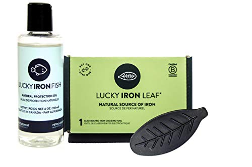 Original Lucky Iron Leaf 2-Piece Bundle - Includes - 1 Lucky Iron Leaf + 1 Lucky Iron Natural Protection Oil. Maintain Your Lucky Iron Leaf Cooking Tool with Our formulated Protection Oil