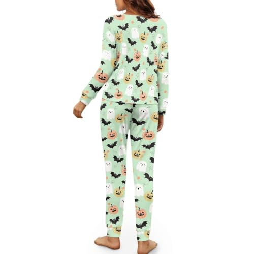 Image of Women's Pajamas Set Soft 2 Piece Loungewear Long Sleeve Pj Set Matching Sleepwear with Pockets for Women Plus Size
