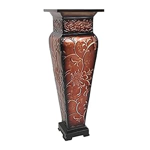 Hosley 21.25 Inch Tall Embossed Red Floor Vase Striking Statement Piece for Floral Arrangements Home Decor Embrace Elegance