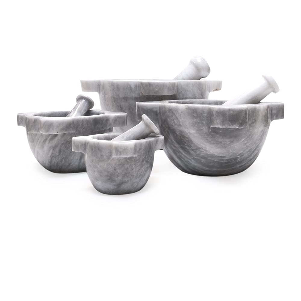 Mortaio da Cucina o Farmacia con Pestello in Marmo Marble Mortar with Pestle Art Decor D.20cm