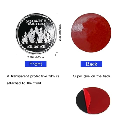 Image of Squatch 2 PCS 4 x 4 Metal Automotive Badge, 3D Round Metal Car Badges Emblems, Compatible with Jeep Wrangler Vehicles Trucks SUV RV