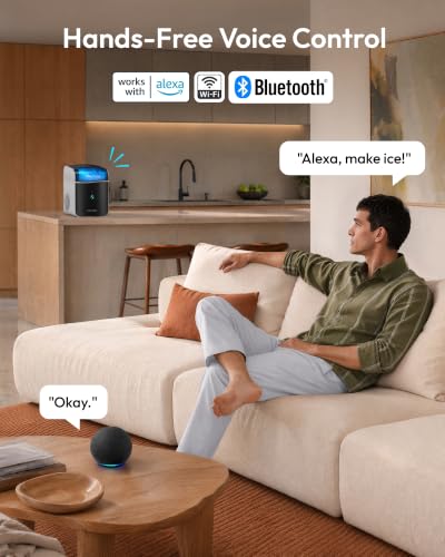 Image of EUHOMY Smart Nugget Ice Maker Countertop, 42lbs /24H, Ready in 7 Mins, Portable Sonic Ice Maker with APP /Alexa Control, Self-Cleaning, Pebble Ice Makers with Hanging Ice Scoop for Home /Office