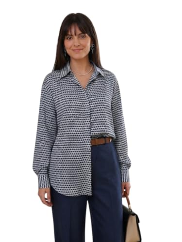 Image of OOMPH! Women's Printed Shirt | Full Sleeves | Collared Neck | Curved Hem | Casual Shirt for Women