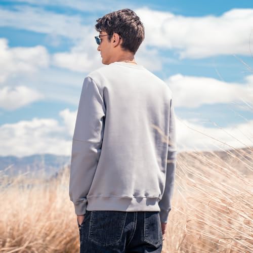 autumn new pure cotton round neck sweatshirt men's American style long sleeve stitching men's round neck pullover3