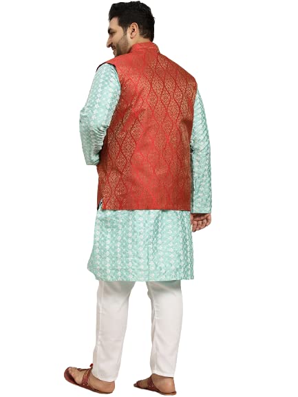 Image of SOJANYA (Since 1958, Men's Silk Blend Grey Kurta Pyjama & Silk Blend Jacket Combo