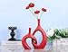WUBIANJIE Red Ceramic Vase Set - Modern Boho Decor, Snuggle Design, Vases for Living Room, Bedroom, Coffee Table, Fireplace