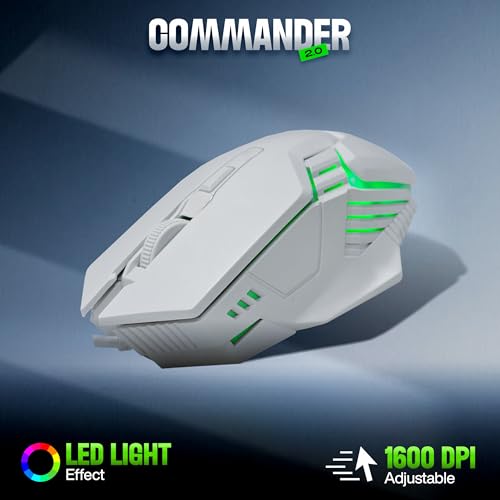 Image of TAG Gamerz Commander 2.0 RGB Gaming USB Keyboard and Mouse Combo|Floating Keycaps|Rainbow RGB Backlight Effects|Silent Keys|Multimedia Keys|1600 DPI with 4 Buttons Gaming Mouse for Pc /Laptop /Mac-White