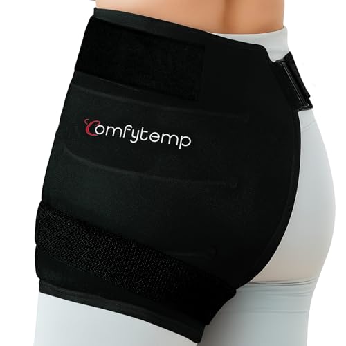 Image of Comfytemp Hip Ice Pack Wrap for Sciatica Pain Relief, Hip Replacement Kit After Surgery, Reusable Gel Ice Pack for Injuries, Hot Cold Compress Recovery Item Physical Therapy for Men Women, Black (S /M)
