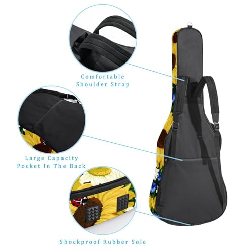 Housse de guitare en tissu Oxford épais rembourré avec boucle de suspension et sangle de cou Motif tournesol et feuilles roses 101,6 cm, Multicolore 4., 42.9×16.9×4.7 in, Sac de transport tendance - Les Beatles, Paul McCartney, John Lennon, RIngo Starr, George Harrison Housse de guitare en tissu Oxford épais rembourré avec boucle de suspension et sangle de cou Motif tournesol et feuilles roses 101,6 cm, Multicolore 4., 42.9x16.9x4.7 in, Sac de transport tendance – Image 4