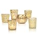 Luna Bazaar Best of Vintage Mercury Glass Candle Holders (Gold, Set of 6) - For Use with Tea Lights - For Home Decor, Parties, and Wedding Decorations - Mercury Glass Votive Holders