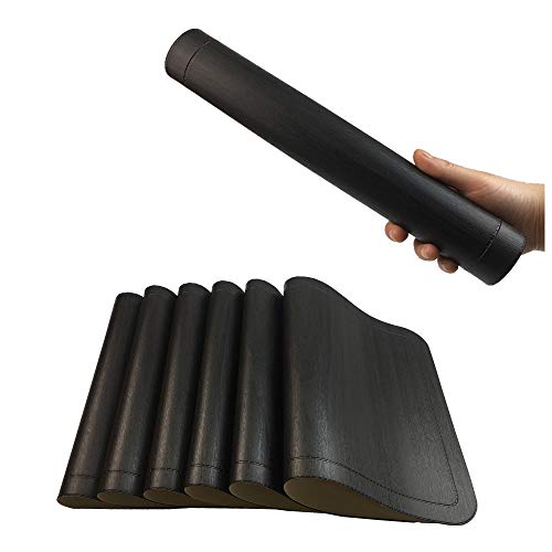 Red-A Placemats For Dining Table Set Of 6 Heat-Resistant Wipeable Table Mats For Kitchen Table Decoration Waterproof Vinyl Placemats Easy To Clean,Black W/Brown #TOP3