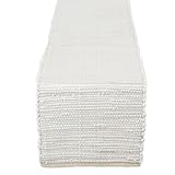 DII Handmade Chindi Tabletop, Reversible and Machine Washable, Table Runner, 14x72, Natural