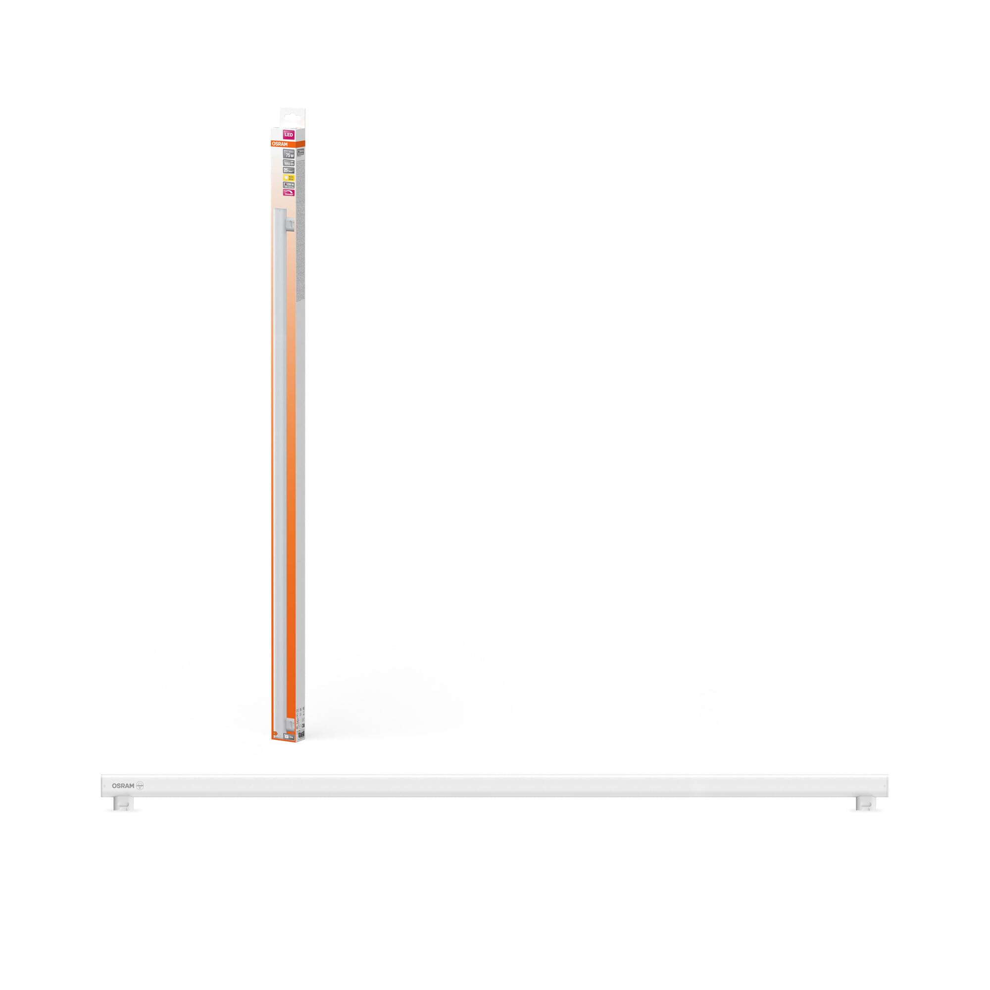 Osram LEDinestra stabförmige LED-Lampe aus gefrostetem Kunststoff, S14s Fassung, dimmbar, warmweißes Licht mit 2700 K, 100 cm lang, 9.9 W, 1055 lm, ausgezeichnete Farbwiedergabe mit CRI 90, EEK F.