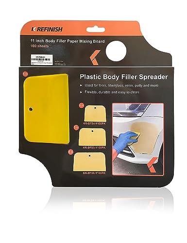KREFINISH Body Filler Mixing Board Disposable Paper Mixing Board Sheets Superior Mixing Pad for Contamination Free Body Filler Mixing 100Pcs Solvent Resistant Tear-Off Quick-Mixing Papers