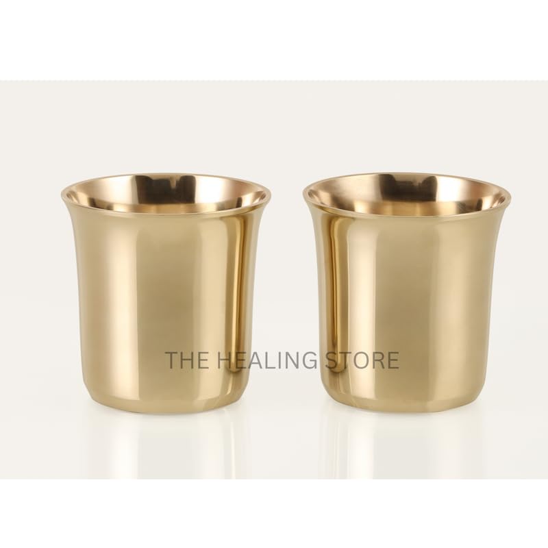 Image of THE HEALING STORE Bronze Kansa Glass, 200 ml Capacity, Gold, Medium Size (Antique)