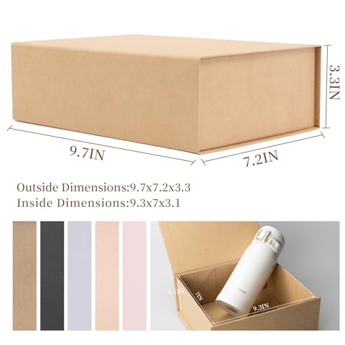 Image of Rsgift Kraft Gift Box Small Kraft 9.7x7.2x3.3 Gift Box for Women Closure Lid Christmas,Thanksgiving Day,Valentine's Day,Christmas Gift Boxes