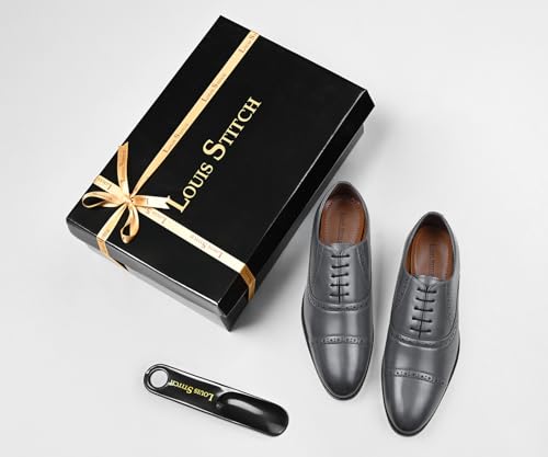 Image of LOUIS STITCH Men's Formal Lace-up Oxford Shoes for Men | Solid Design | Ideal for Formal, Business Casual, and Parties (LSRG OX)