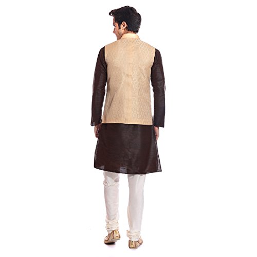 Pijama kurta de seda cómodo para caballero con chaqueta formal 4