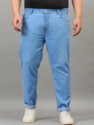 Image of Style Quotient Men Plus Size Black Tapered Fit Mid Rise Stretchable Jeans