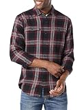 Amazon Essentials Men's Slim-Fit Flannel Long-Sleeve Shirt, Two-Pocket, Plaid, Black Burgundy Plaid, Large