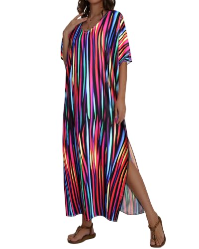 Image of Kaftan Dresses for Women V Neck Caftan Batwing Sleeve Swimsuit Cover Up