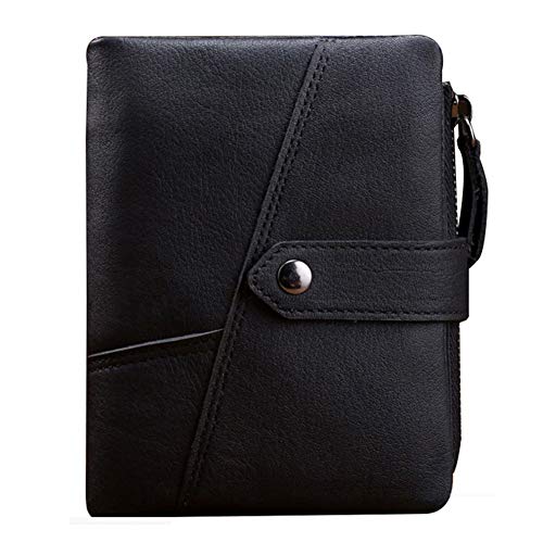 Preisvergleich Produktbild Serious Lamp Weiche Geldbörse Echtem Leder für Männer, Mit Kreditkartenschlitzen Und Geldscheinen Münzfach, BerüHrungslosem RFID Kartenschutz,Schwarz