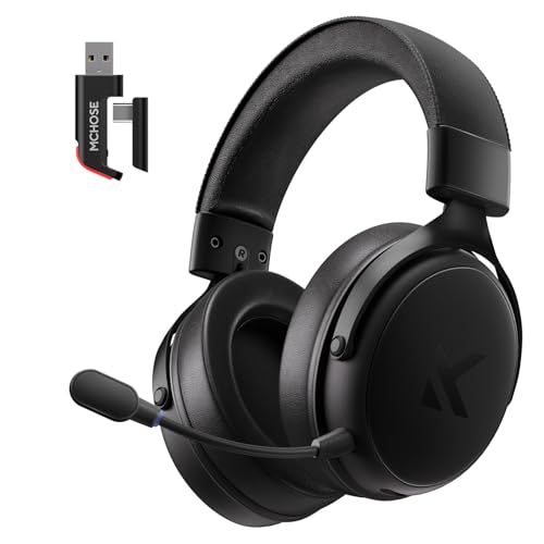 MCHOSE V9 Pro Casque de Gaming sans Fil avec Microphone Détachable, Son Surround 7.1 Esports, Connexion Tri Mode, Transducteurs 53mm, pour PC, Mac, PS5, PS4, Switch Series – Noir