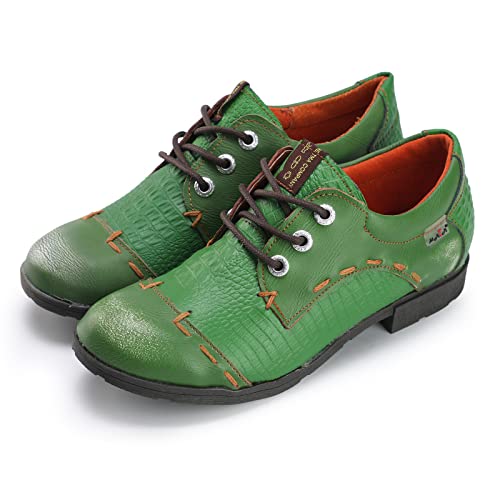 TMA EYES & MAiA Womens Handmade Stitching Shoes Leather Lace-up Low Heel Casual Shoes for Outdoor2