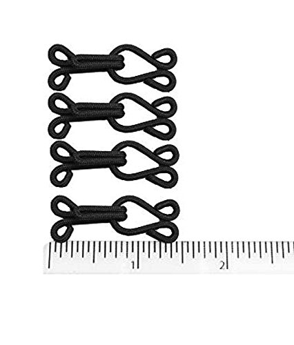 4 x Black Large Covered Hooks & Eye Sewing Closure for Fur Coat Jacket Cape Stole Bracelet Jewelry Books Crafts and More
