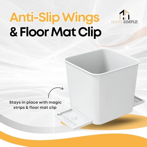 Image of Car Trash Can with Stability Wings - Leakproof Portable Garbage Bin for Fabric & Rubber Mats - Compact Durable Plastic Auto Organizer for Cars, SUVs, Trucks (White, Small)