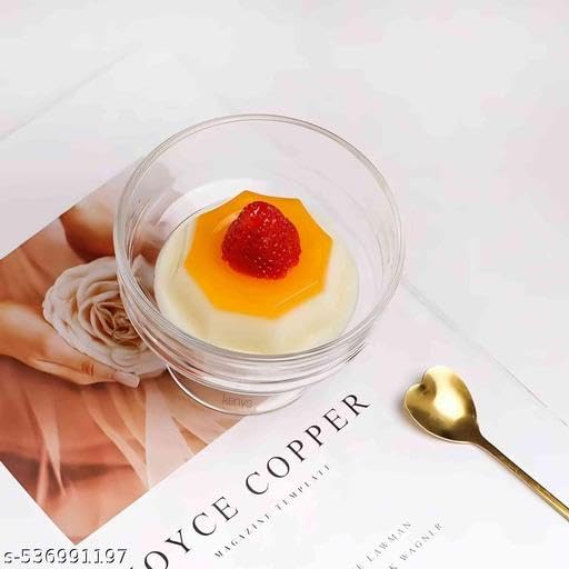 KENYS 2pcs 190MLGlass Ice Cream Bowl Cup Set, 190 ml, Clearr, Glassware Bowls for Serving Sweet, Rasgulla, Kheer, Desserts, Fruit Creams, Sundae. 3